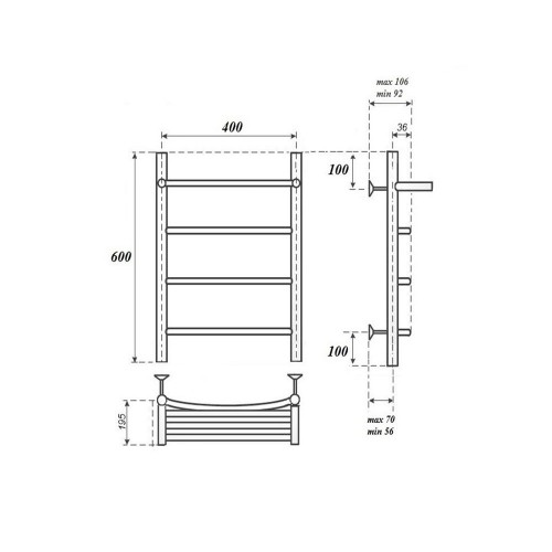 Point Афина полотенцесушитель электрический с полкой 40х60 PN04146PE