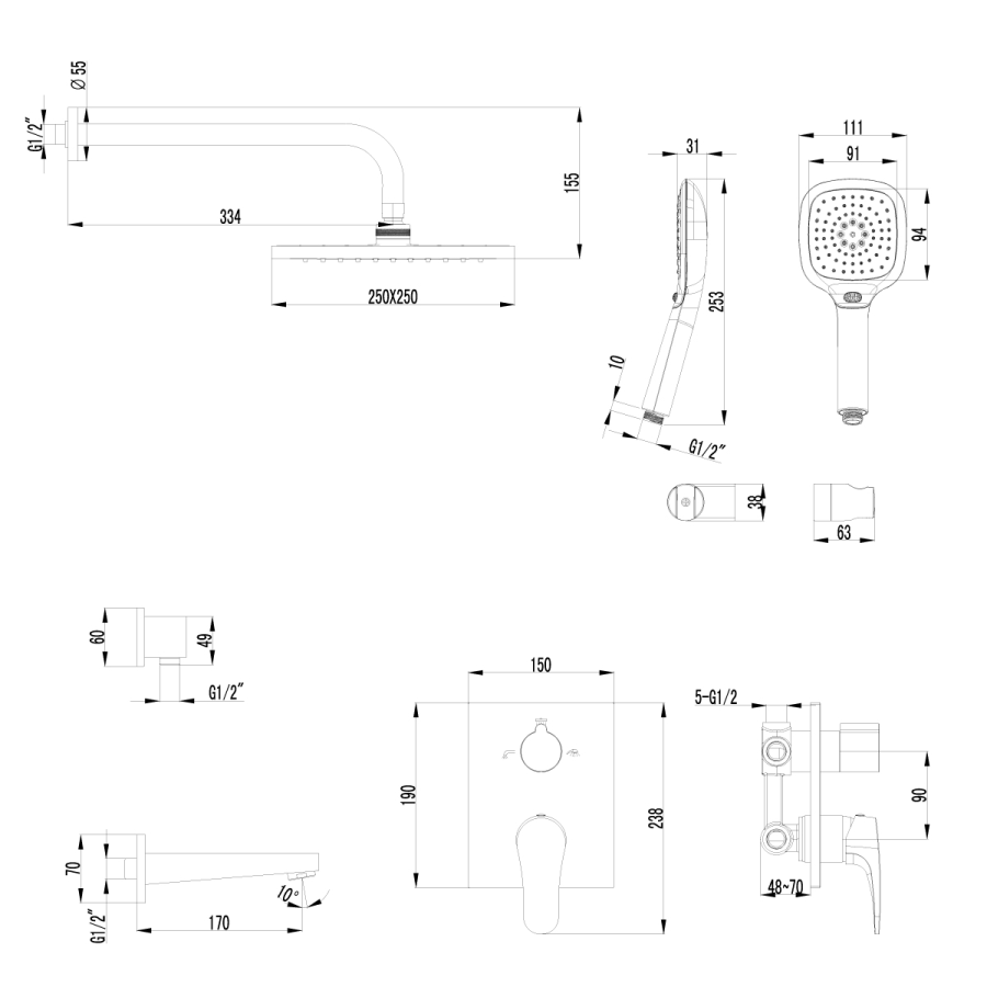 Lemark Shift смеситель для ванны и душа LM4322C