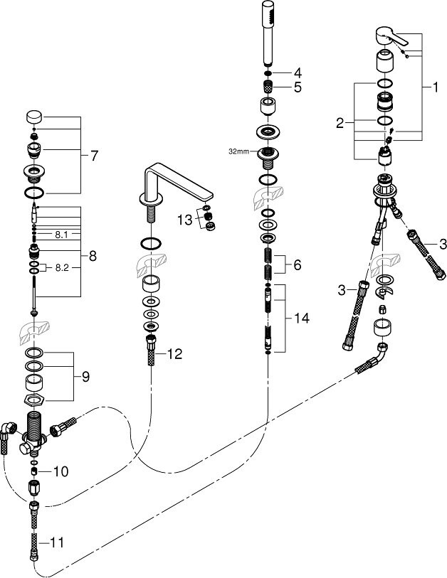 Grohe Lineare New 19577DC1 смеситель на борт ванны хром