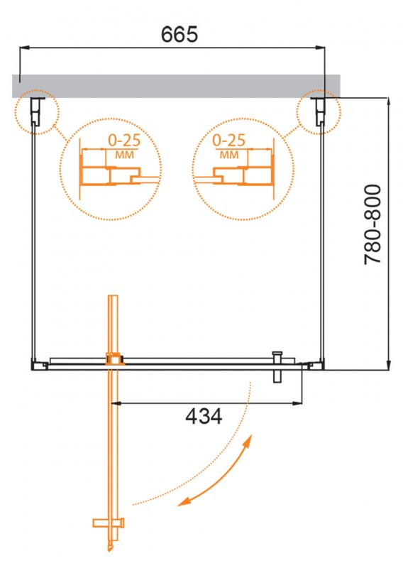 Cezares Molveno душевой уголок 70х80 см MOLVENO-BA2-70/80-C-Cr-IV
