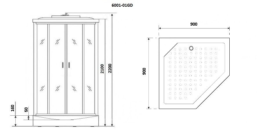 Niagara NG 6001-01GD Душевая кабина 90x90 пятиугольная 60010114GD