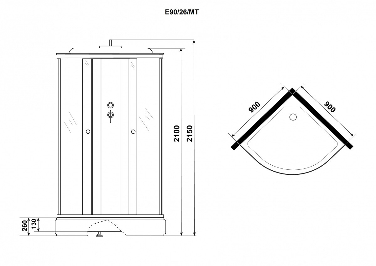 Niagara Eco Душевая кабина 90x90 Тропический душ E90/26/MT