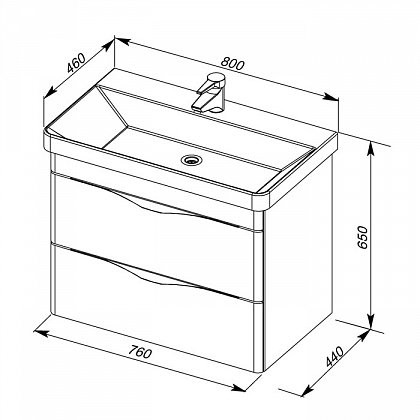 Aquanet Орлеан 80 тумба с умывальником подвесная цвет белый