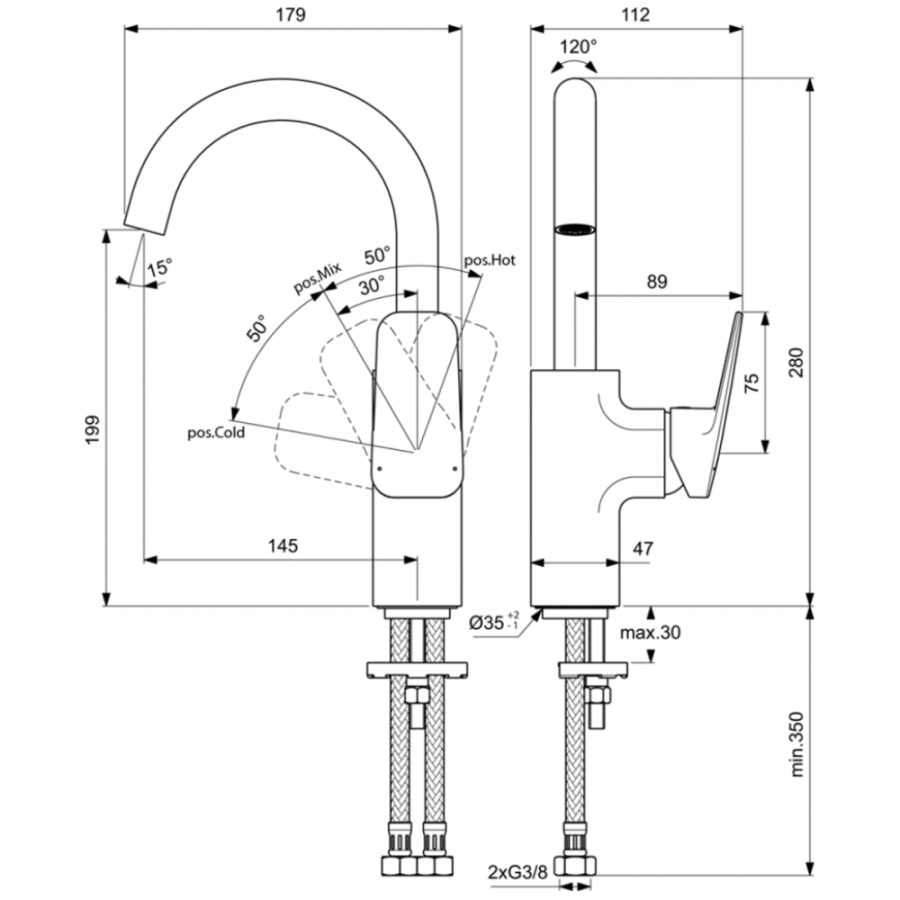 Ideal Standard Ceraplan смеситель для раковины BD234AA