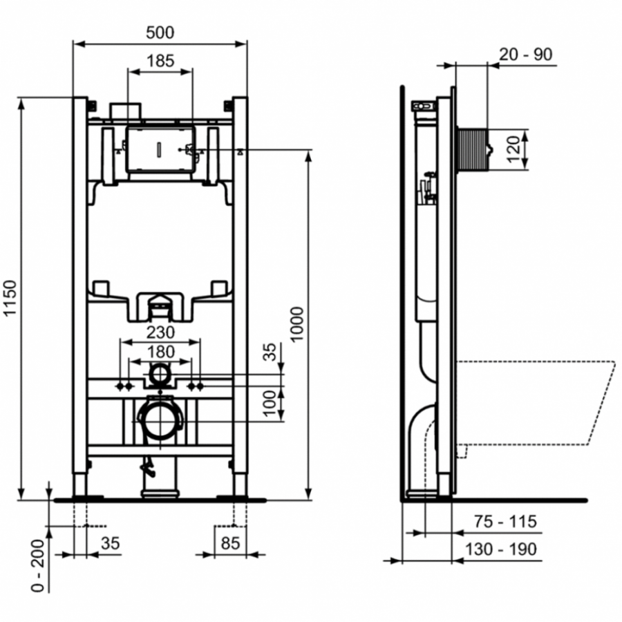Ideal Standard инсталляция для подвесных унитазов R046367