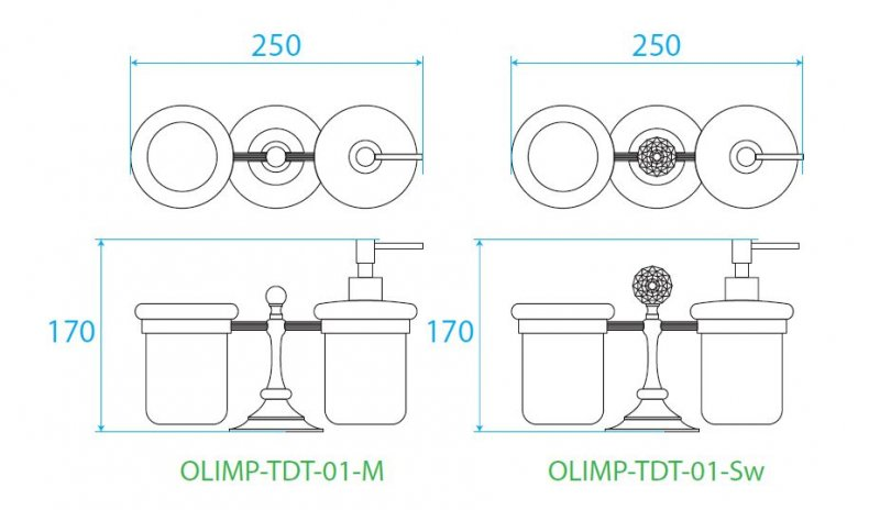 Cezares Olimp стакан и диспенсер бронза OLIMP-TDT-02-Sw