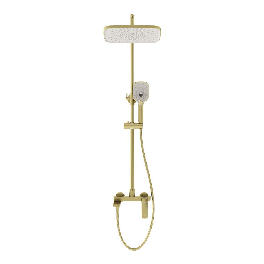 Душевая стойка Grossman Mercury 500.K35.10.320 с верхним душем,ручной лейкой и смесителем,золото сатиновый,1 место