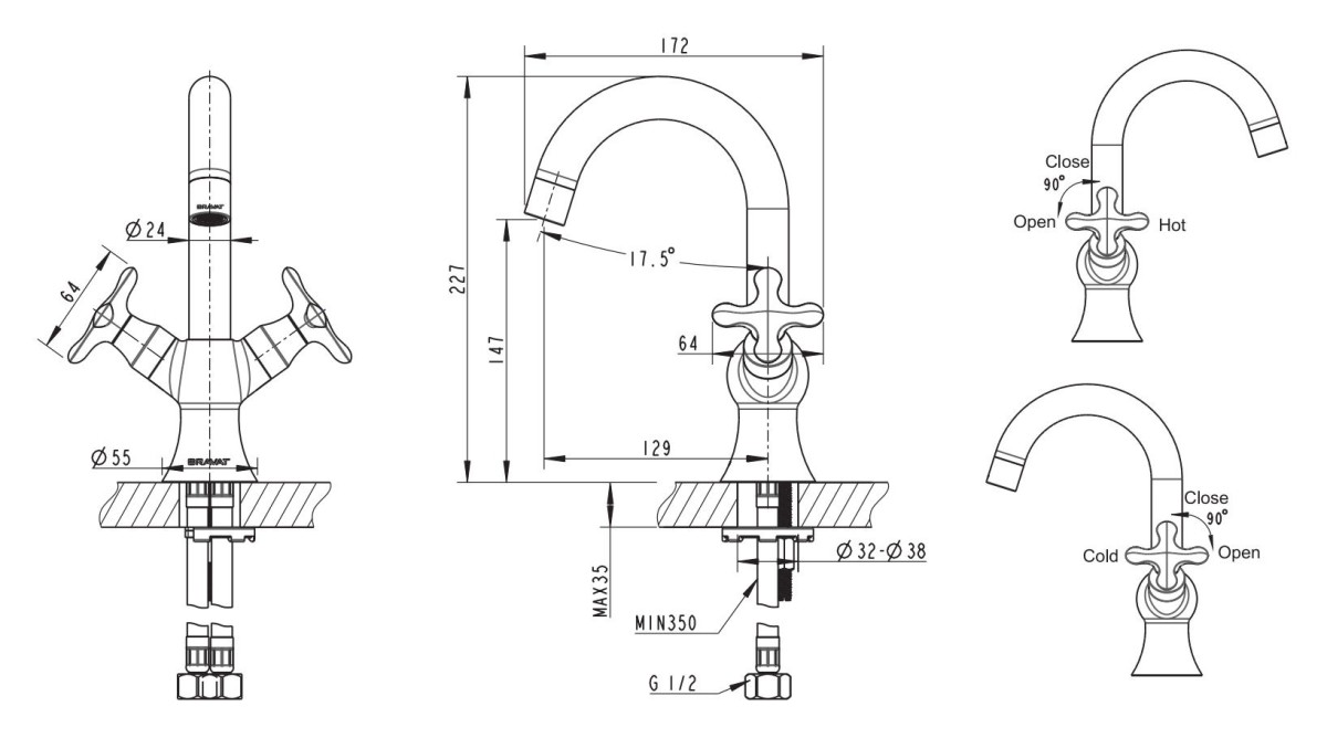 Bravat Summer Rain F177111C-1 смеситель для раковины хром