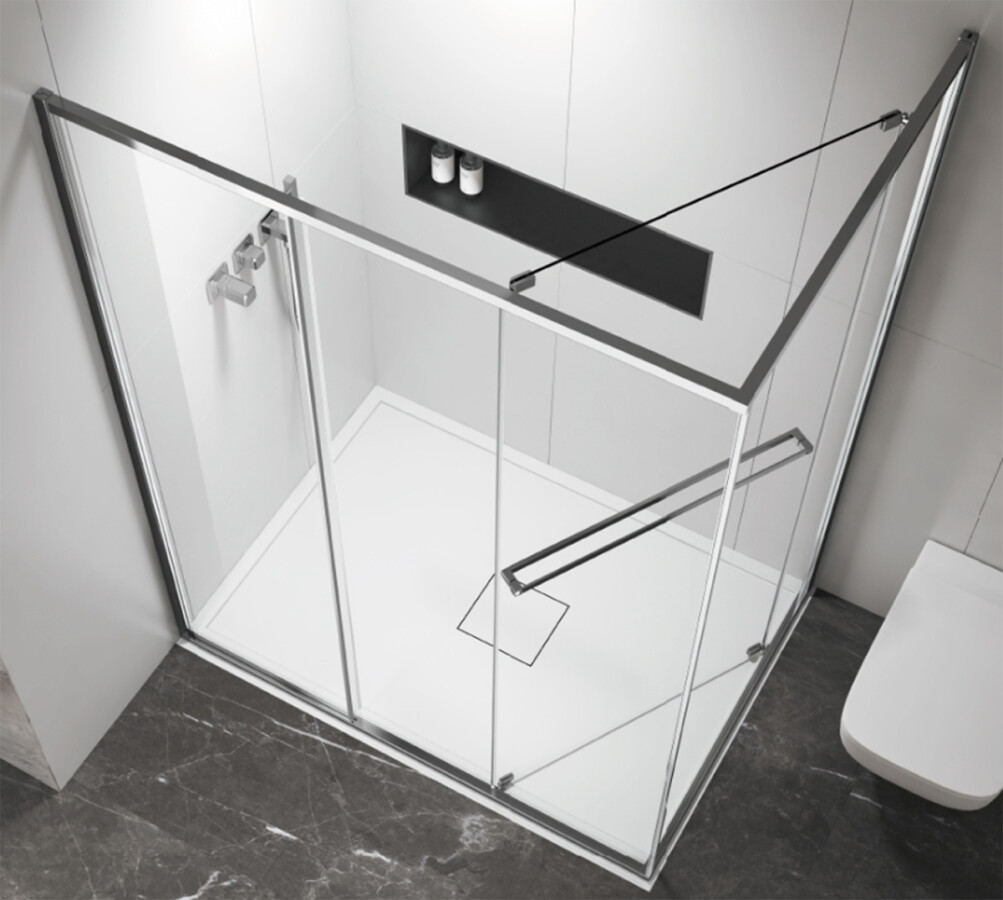 Душевое ограждение Azario Monako 900х900х1950 сдвижная дверь, прозрачное стекло 6 мм, профиль хром AZ-L47-90-CH-CL