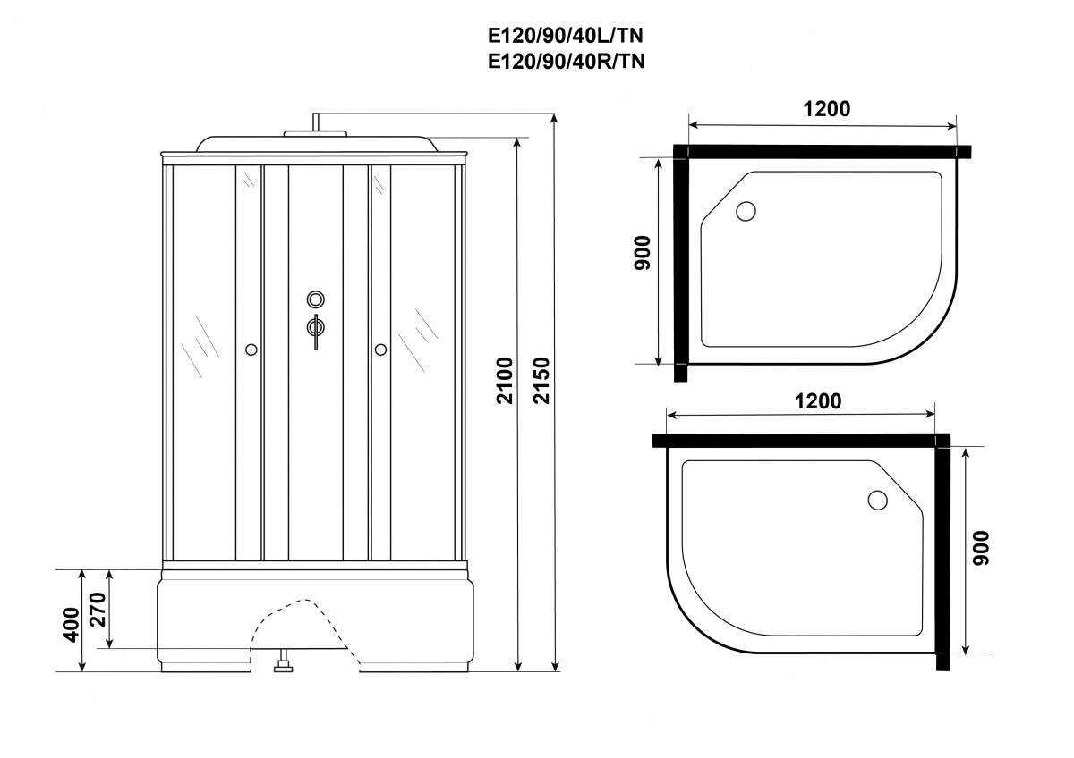Niagara Eco Душевая кабина 120x90 Левая Тропический душ E120/90/40L/TN