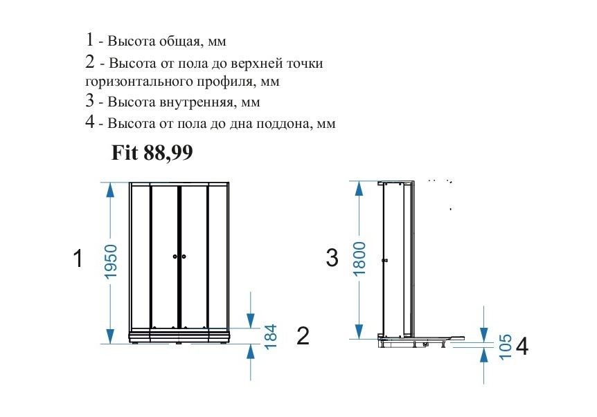Domani Spa Fit 99 15 душевое ограждение 90*90*195