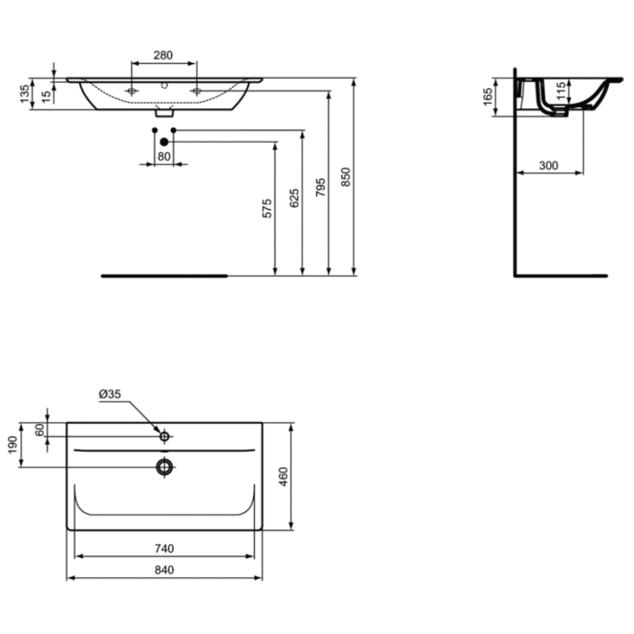 Ideal Standard Connect Air раковина 84x46 см E027901