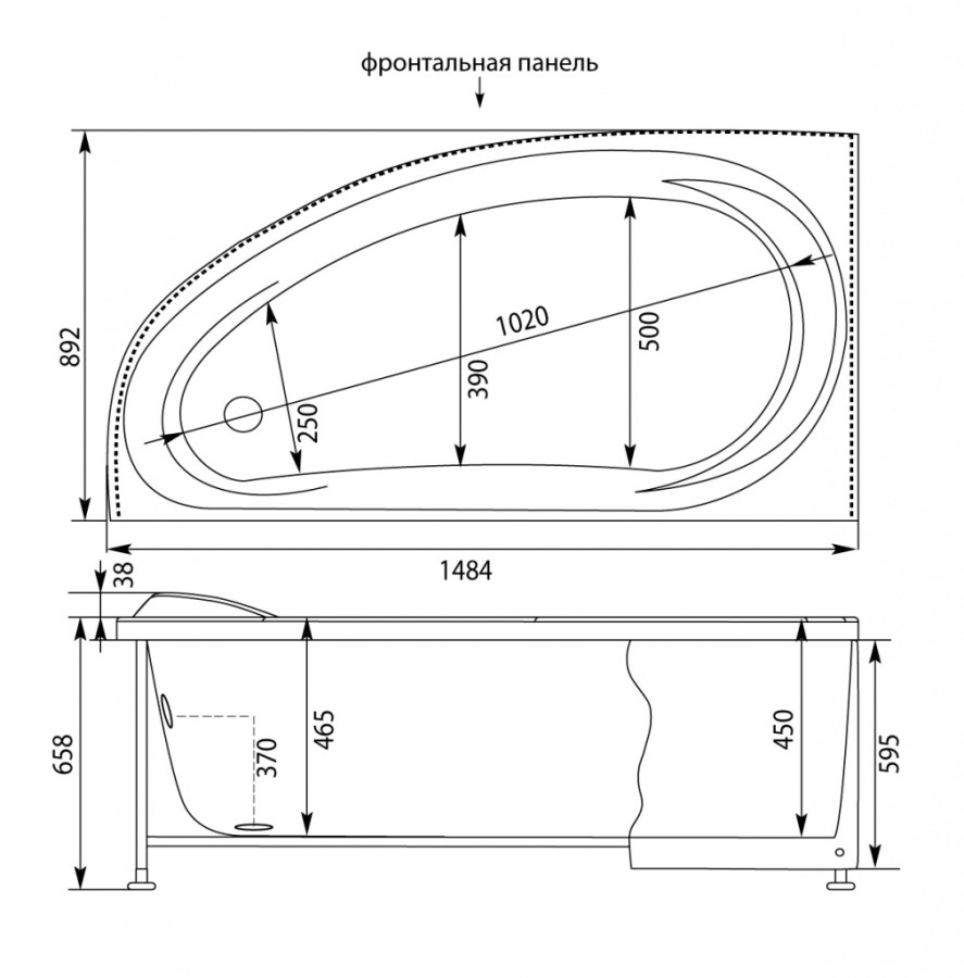 Aquanet Maldiva 150*90 ванна акриловая асимметричная R