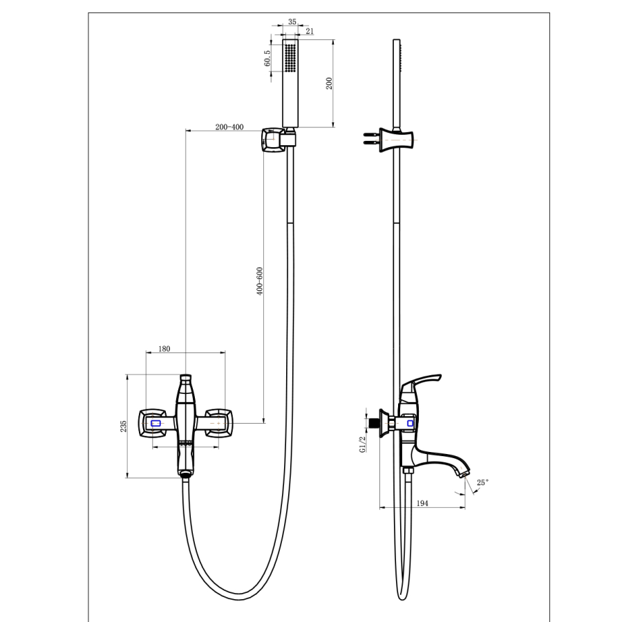 Lemark Peretto смеситель для ванны LM6302RB