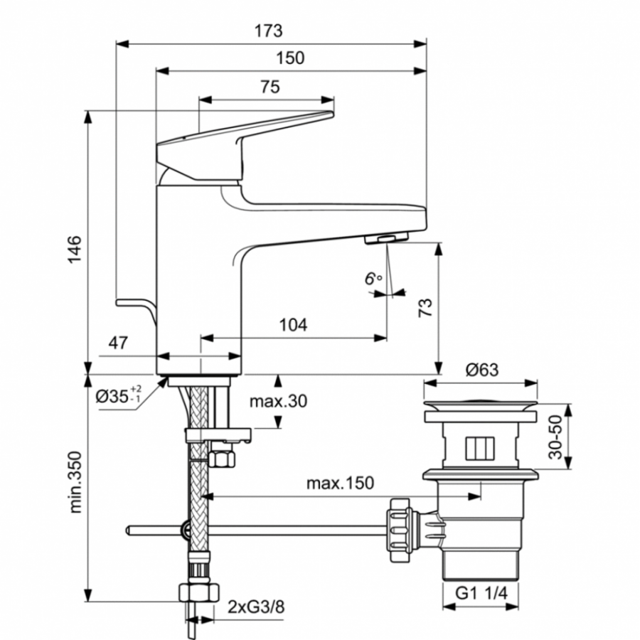Ideal Standard Ceraplan смеситель для раковины BD212AA