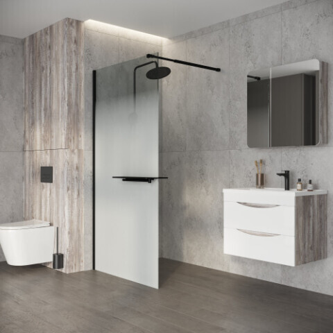 Душевая перегородка Niagara Nova NG-582-10BLACK (100х200) черный матовый,стекло белый градиент,1 место