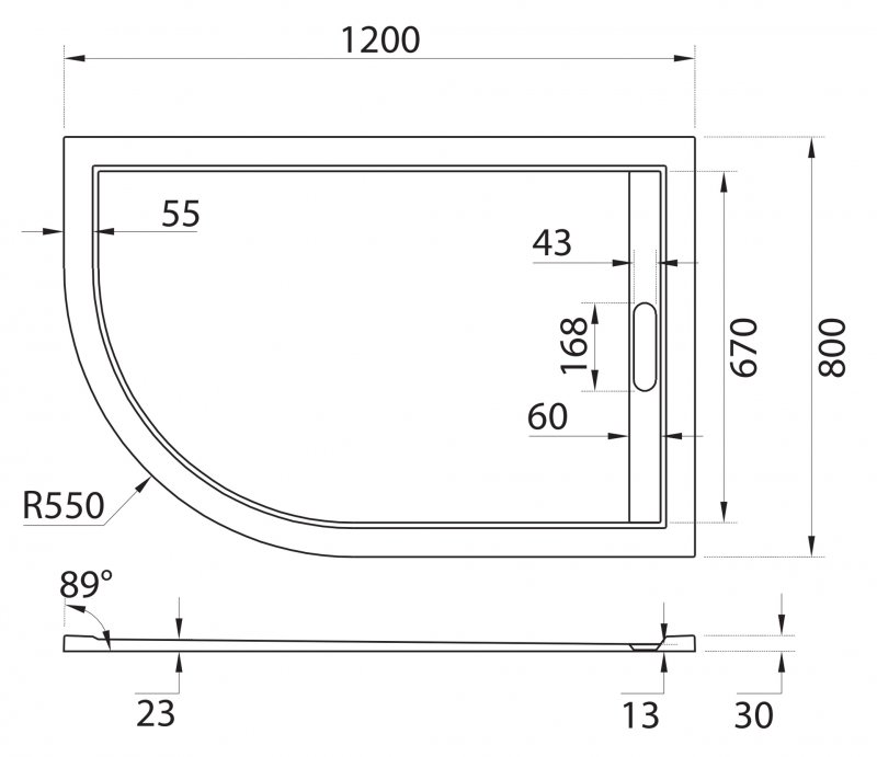 Cezares Tray поддон из иск. мрамора 120х80 TRAY-AS-RH-120/80-30-W-R