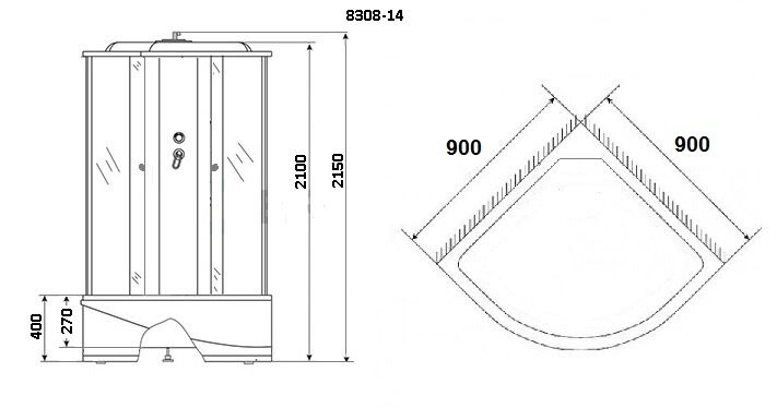 Niagara NG 8308-14 Душевая кабина 90x90 Бессиликоновая сборка P90/40/MT