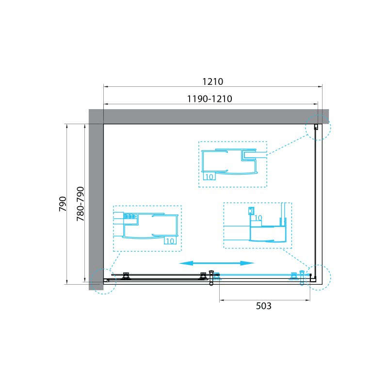 BelBagno Uno душевой уголок 120х80 UNO-195-AH-1-120/80-C-NERO