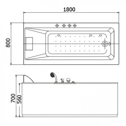 Ванна акриловая Appollo TS-9014 180x80 см прямоугольная