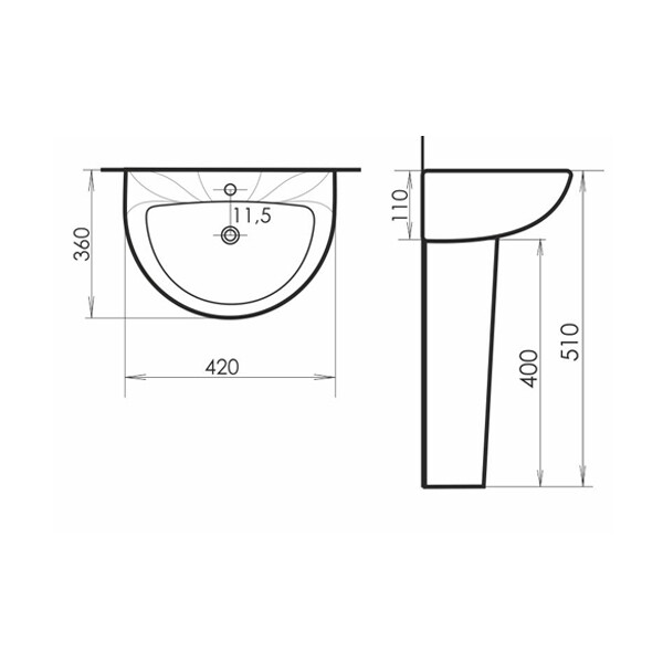 Детский комплект Comforty умывальник + смеситель белый 0991W/DK-02/P0991W/01W