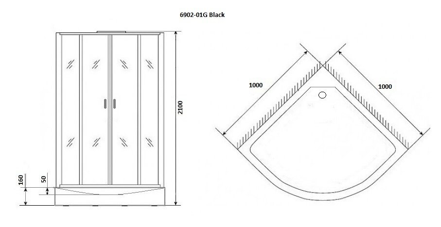 Niagara NG 6901-01G Black Душевая кабина 90x90 69010134GBLACK