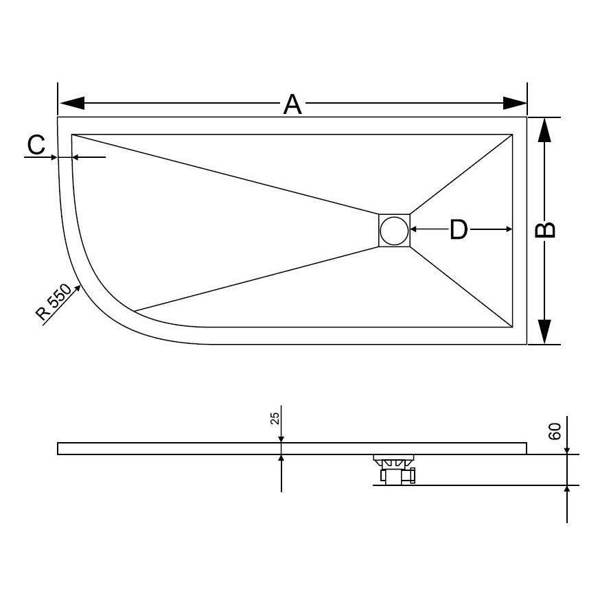 RGW ST/AR-W 16154128-01R 80*120*2,5 душевой поддон из искусственного камня