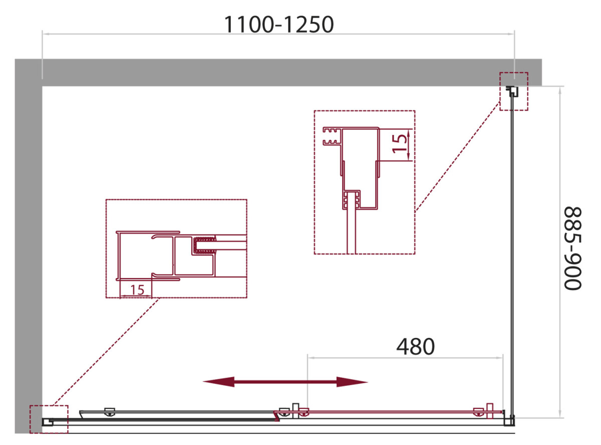 BelBagno UNIQUE-AH-1-110/125-90-C-Cr душевое ограждение