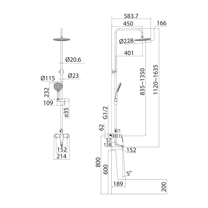 Iddis Optima Home смеситель для ванны с верхним душем OPTSB3Fi06