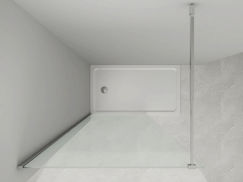 Душевая перегородка Loranto Walk-in 90x200 регулируемый кронштейн 70-100 мм, прозрачное стекло 8 мм, профиль черный матовый CS-W04B-90