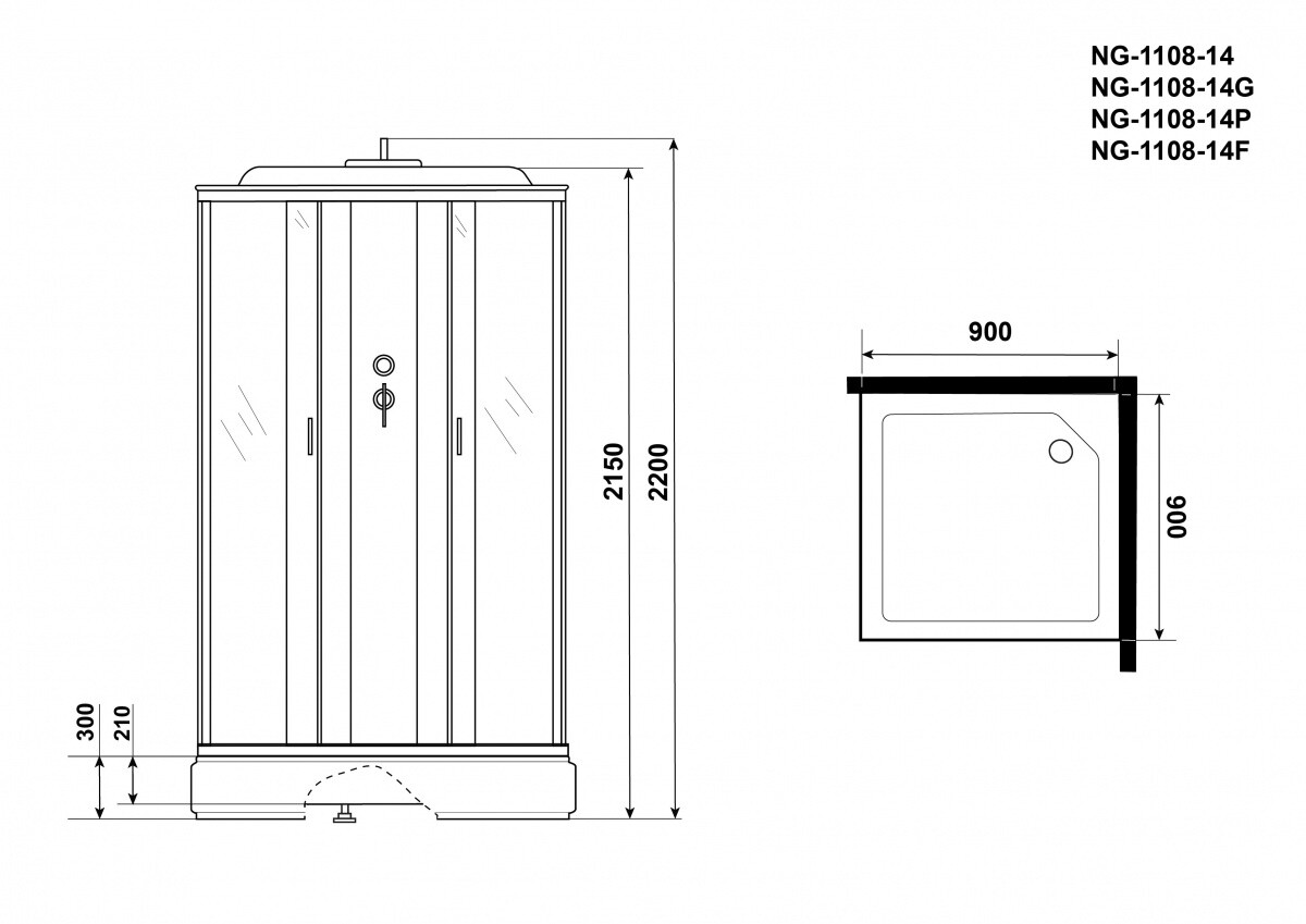 Niagara NG 1108-14G Душевая кабина 90x90 Гидромассаж 11081424G