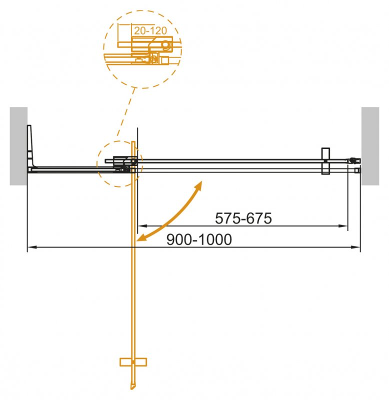 Cezares Slider душевая дверь 90/100х195 см SLIDER-B-1-90/100-GRIGIO-NERO