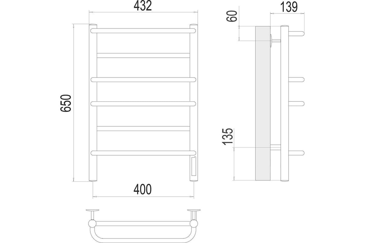 Полотенцесушитель Terminus Евромикс Quick Touch 432/650 П6