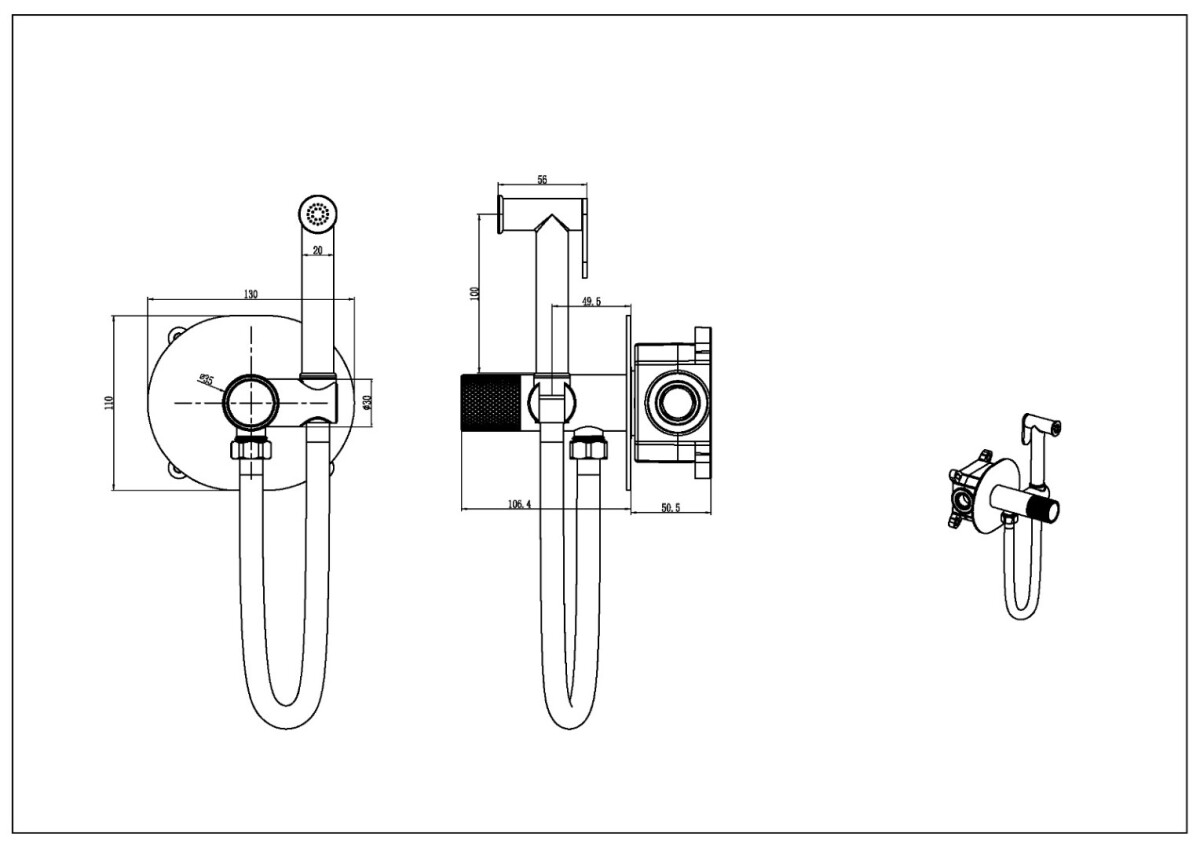 Гигиенический душ Boheme Tech Shine Gun Metal 157-SGM