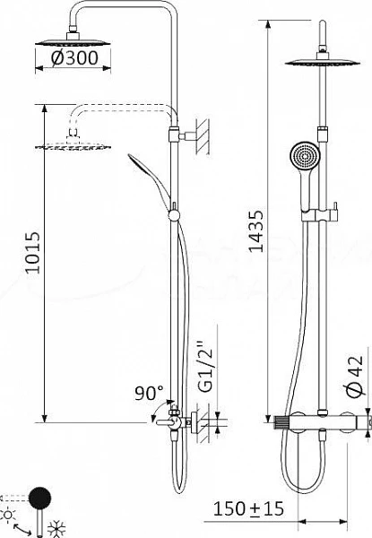 Cezares Leaf душевая стойка со смесителем бронза LEAF-DSIS-30-SS