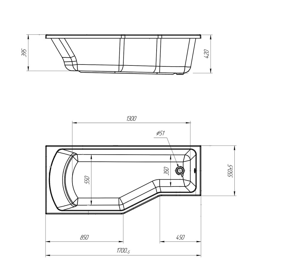Marka One Convey 170*75 ванна акриловая угловая
