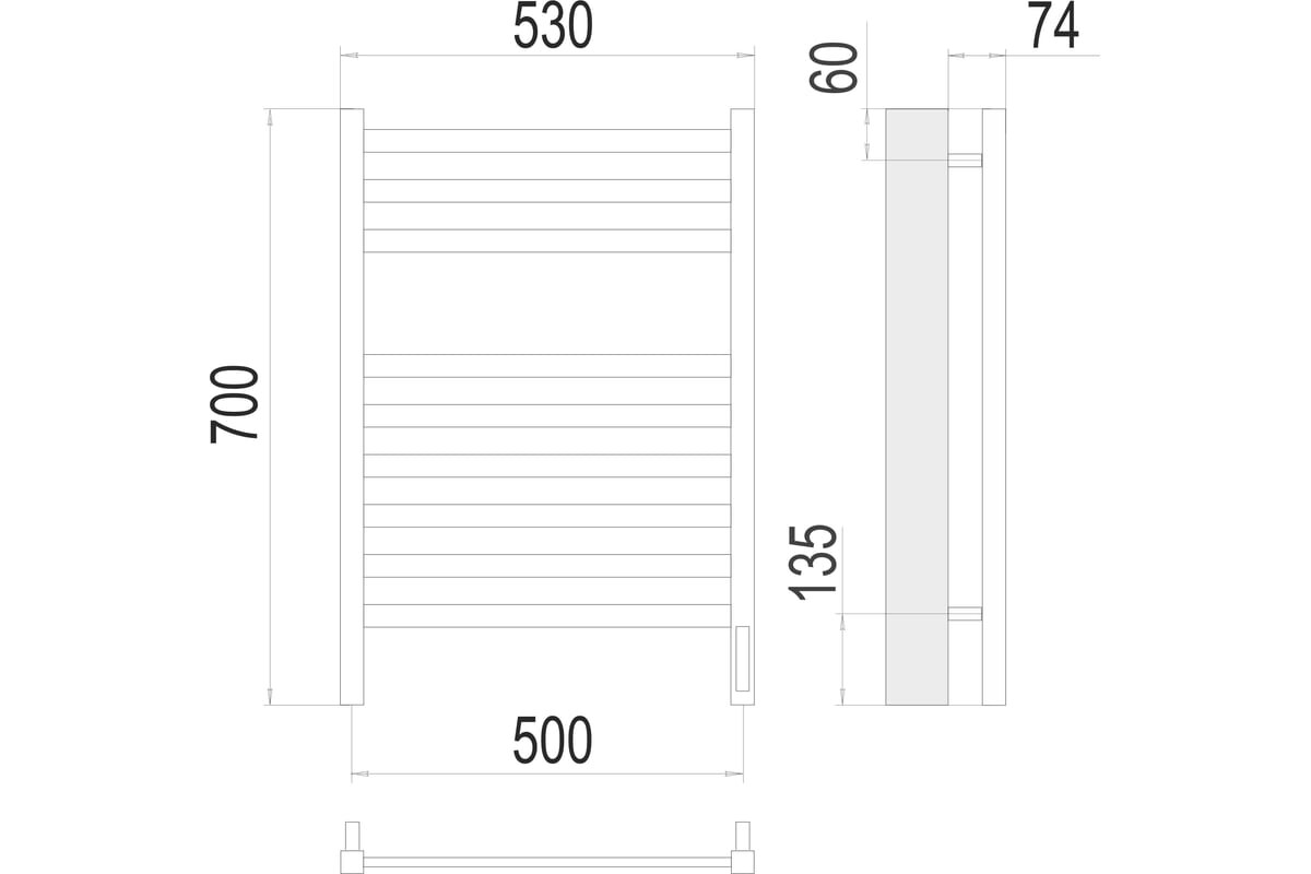 Полотенцесушитель электрический Terminus Енисей sensor quick touch 530/700 П9 4670078526281