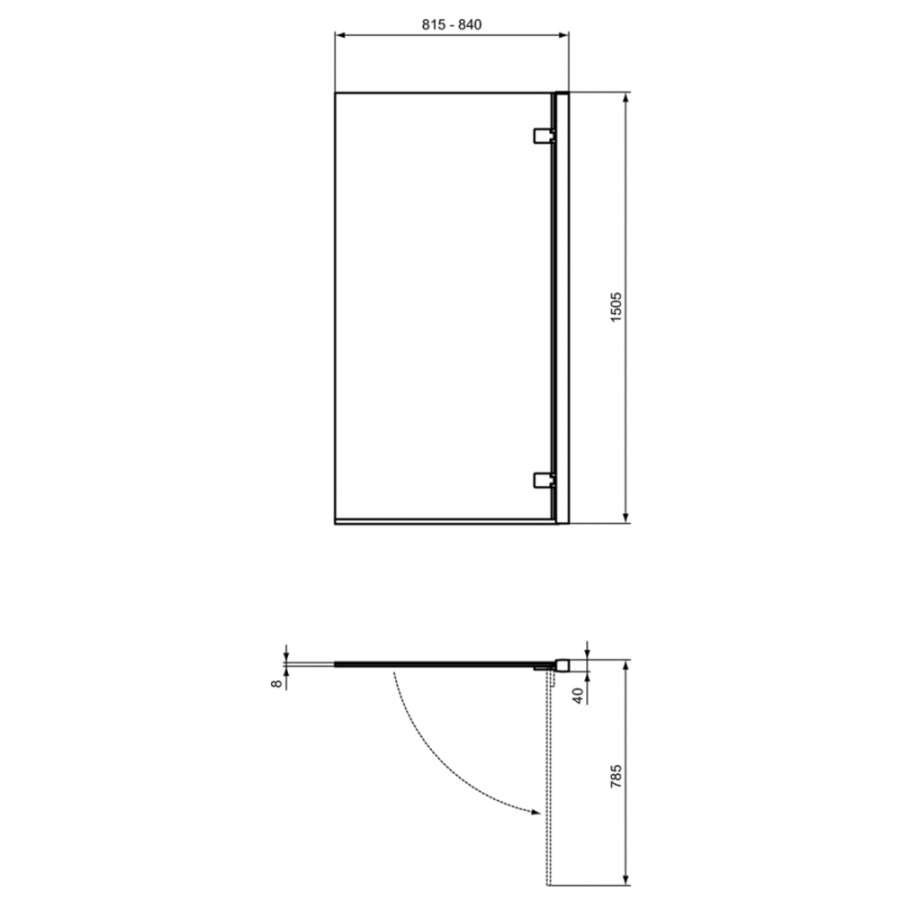 Ideal Standard штора правая на ванну i.life 81,5х150 см T4884EO