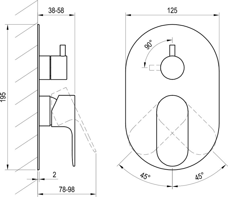 Ravak Eleganta Смеситель для душа встраиваемый на 2 потребителя хром X070221