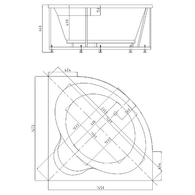 Ванна акриловая Azario Cosma 1450x1450 угловая, белый AV.0088123