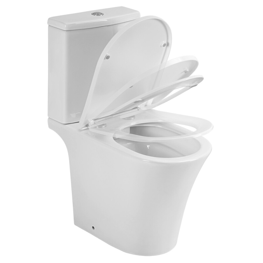 Унитаз-компакт Azario VISE 640х365х820 напольный, безободковый, в комплекте с быстросъемным сиденьем микролифт AZ-1343BT