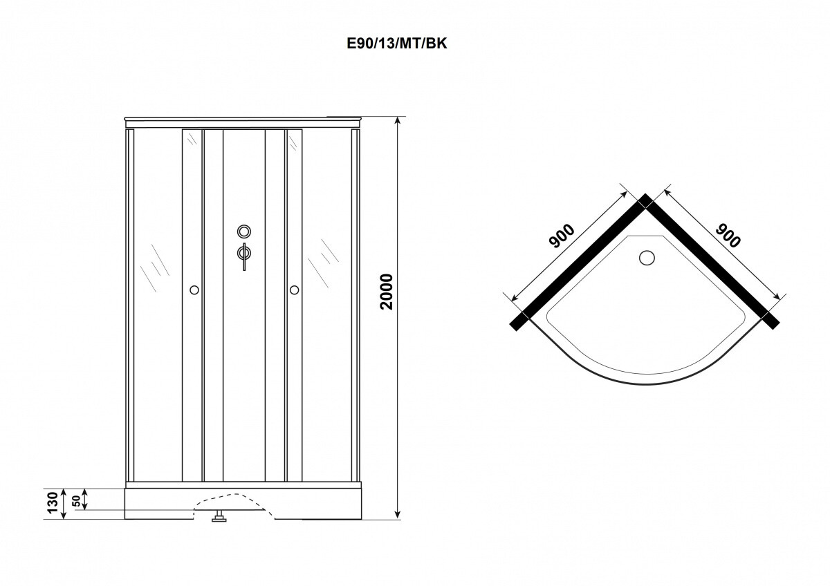 Niagara Eco Душевая кабина 90x90 Без крыши E90/13/MT/BK