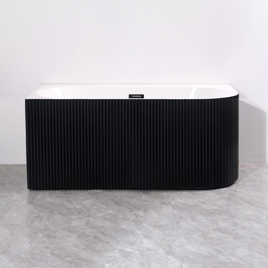 Ванна акриловая Azario LAGO BLANCO BLACK 1700х750х580 пристенная, левосторонняя, в комплекте с сифоном и металлической рамой, белый глянец/черный матовый AZ-6724-1CLB 17075