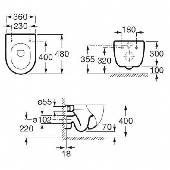 Roca Meridian 893104110 унитаз подвесной + инсталляция