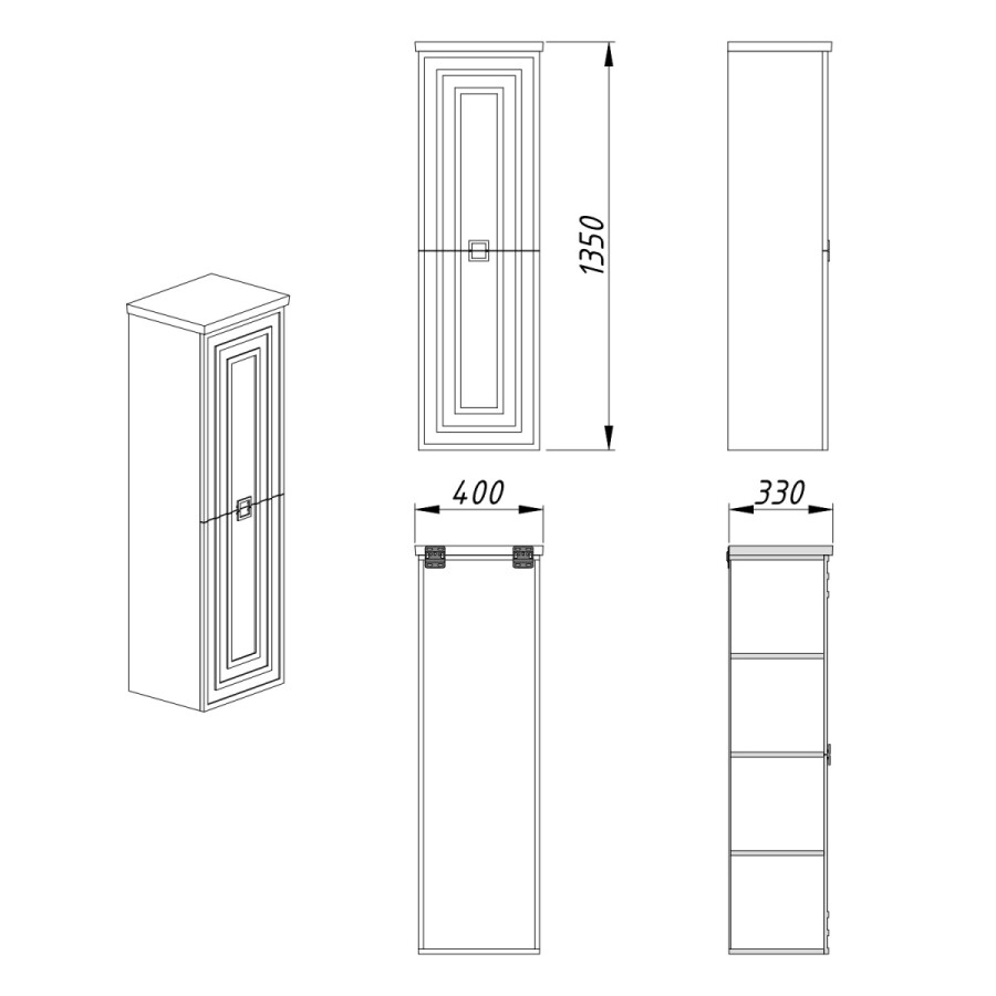 Пенал подвесной Azario ARMARIO 400х330х135 правосторонний, кашемир CS00096922