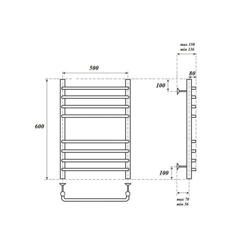 Point Нептун полотенцесушитель электрический 50х60 PN09156SE