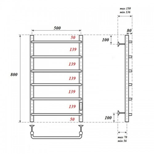Point Ника полотенцесушитель электрический 50х80 PN08858