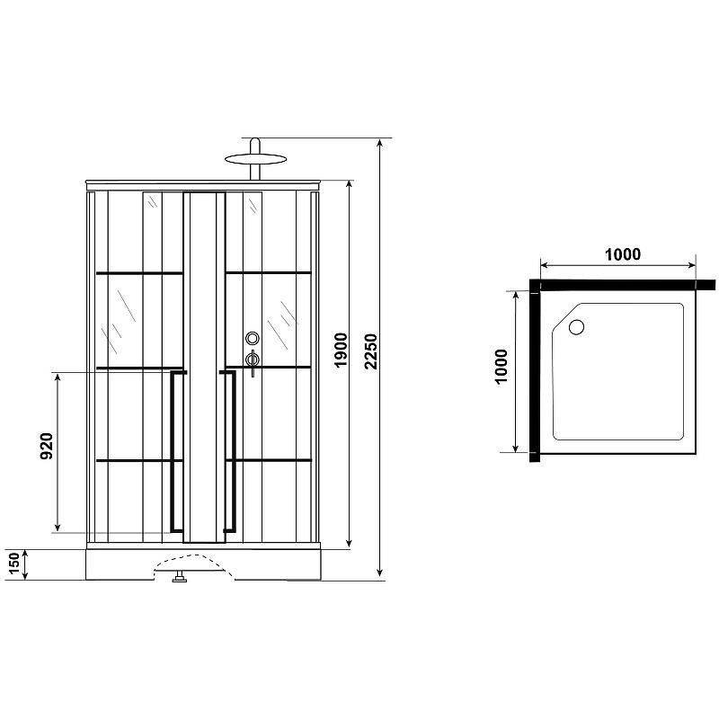 Niagara Standart Душевая кабина 100x100 Тропический душ ST100/15QR/KL/BKT