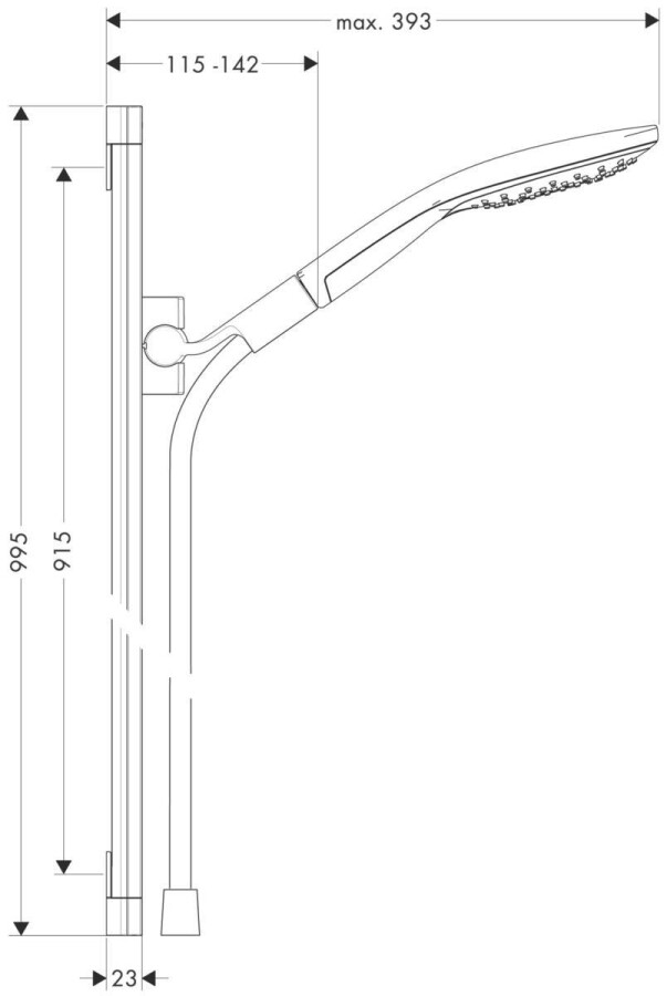 Hansgrohe Raindance Select S Душевой набор 150 3jet со штангой 90 см хром 26626000