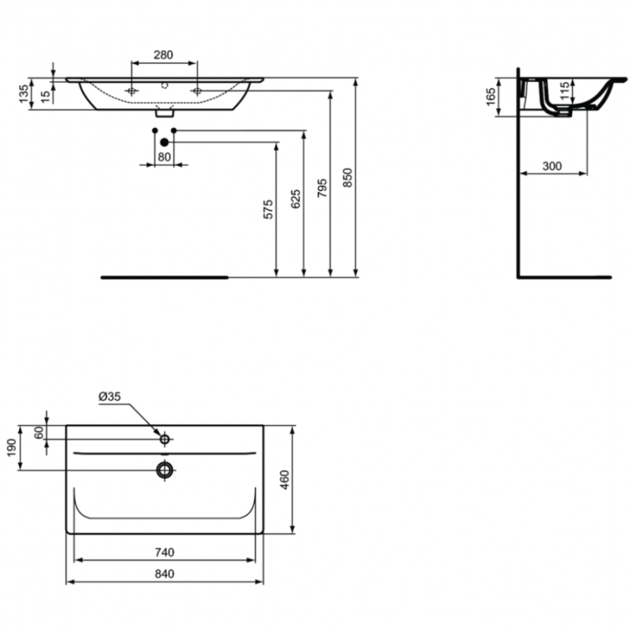 Ideal Standard Connect Air раковина 84х46 см E0279V3